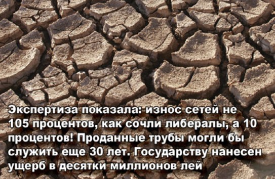 {Либеральная партия распродает ирригационную систему страны} Молдавские Ведомости