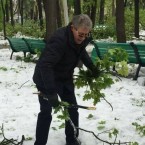 Десятки людей мобилизовались для того, чтобы убрать ветки и снег в Кишиневе 