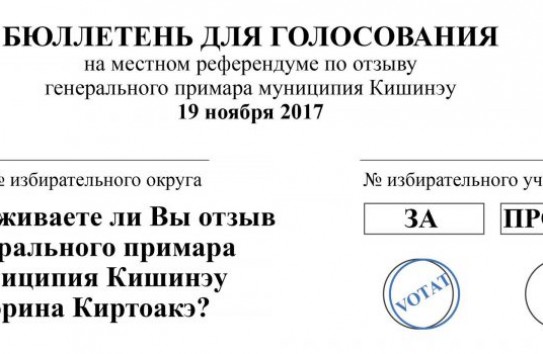 {Как будет выглядеть бюллетень для голосования на референдуме за отставку Киртоакэ  } Молдавские Ведомости