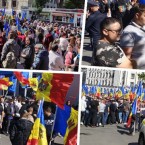 В центре Кишинева люди собрались на многотысячный митинг